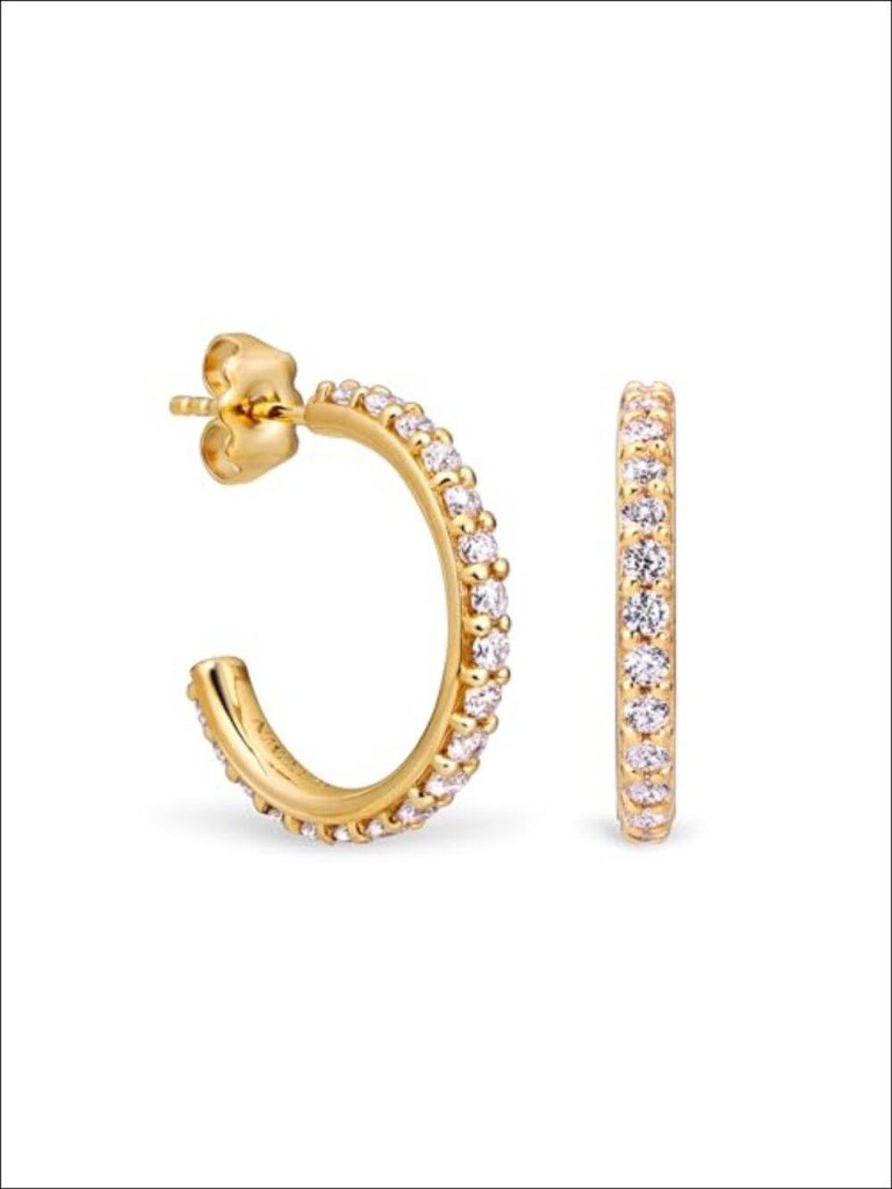 22K Gold-Plated Hoop Earrings with Cubic Zirconia 2.9 Carat/Pair